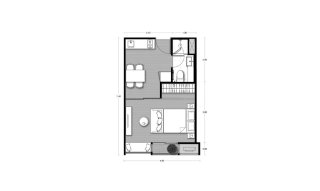 Планировка кондомониума 1 спальня в ЖК Noble Form Thonglor № 11012