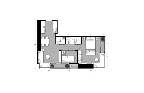 Condominium floor plan, 1 bedroom in Noble Form Thonglor No. 11013 (2D)